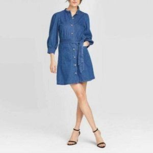 Who What Wear Denim Puff Sleeve Dress
